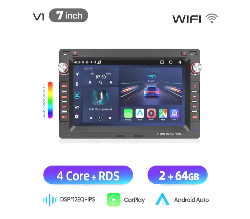 AUTO RADIO GPS ANDROID 14 PARA SEAT SKODA VOLKSWAGEN VW 7"