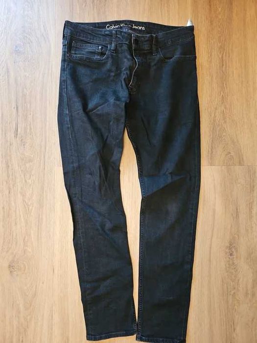 Calças de ganga Calvin Klein preto escovado W34 L32 modelo Slim