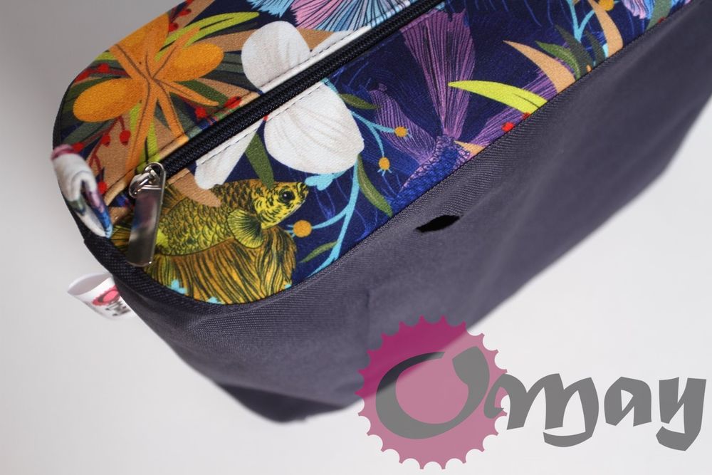 Granatowy organizer do OBAG STANDARD welur kwiaty ocean wkład OMAY