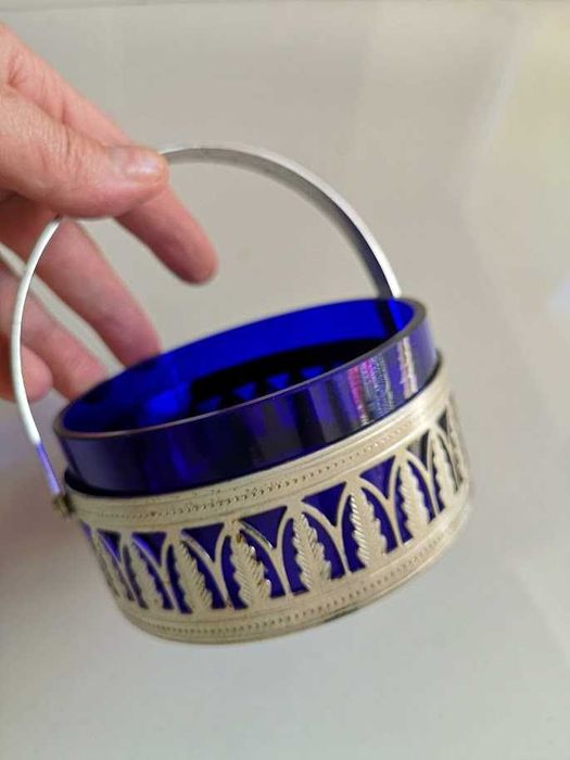 cukiernica kobalt vintage PRL