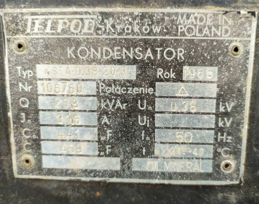 Конденсатор 1000мкФ TELPOD  KSTA-0,38 компенсации реактивной мощности