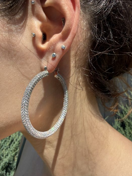 Сріблясті сережки-кільця Luv Aj Pave Amalfi Hoops (Оригінал) НОВІ