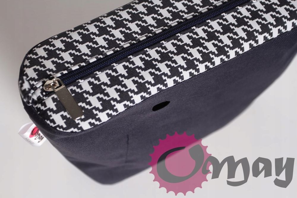 organizer OBAG MINI +OPASKA pepitka granatowo biała 2 kieszenie OMAY