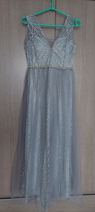 Suknia długa maxi brokat tiul karnawał wesele