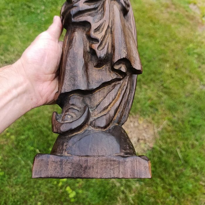 Drewniana figura Matka Boska z Dzieciątkiem | rzeźba 42 cm | vintage