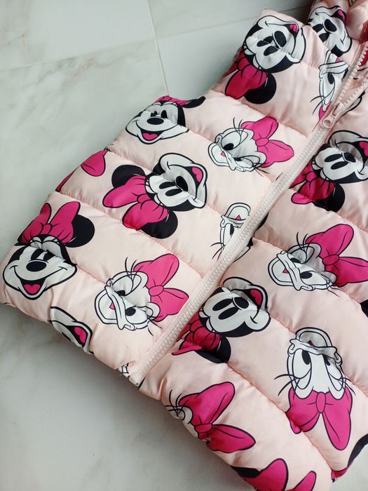 Disney kamizelka bezrękawnik pikowany różowy kaptur myszka Minnie 104