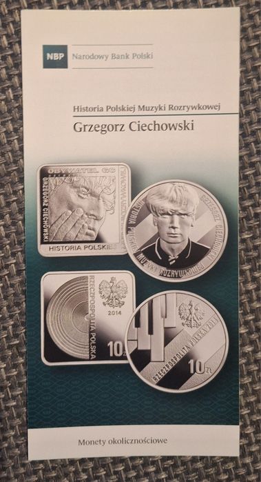 Folder emisyjny: Grzegorz Ciechowski - moneta z 2014 roku