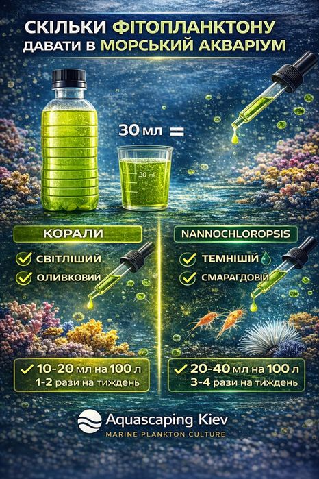 Живий фітопланктон Tetraselmis 1л + добрива F2 + інструкція