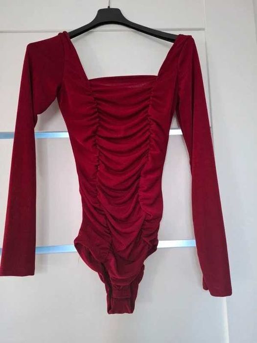 Nowe burgundowe body marszczenia z marszczeniami rozm. M L