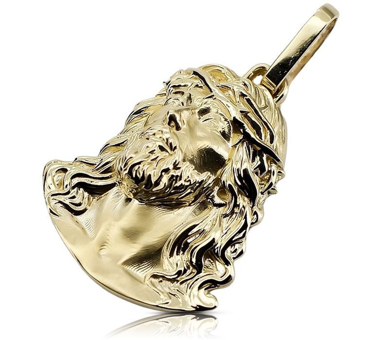 Złota zawieszka ikona Jezusa 14k 585 żółtego złota pj004y 15mm Gdańsk