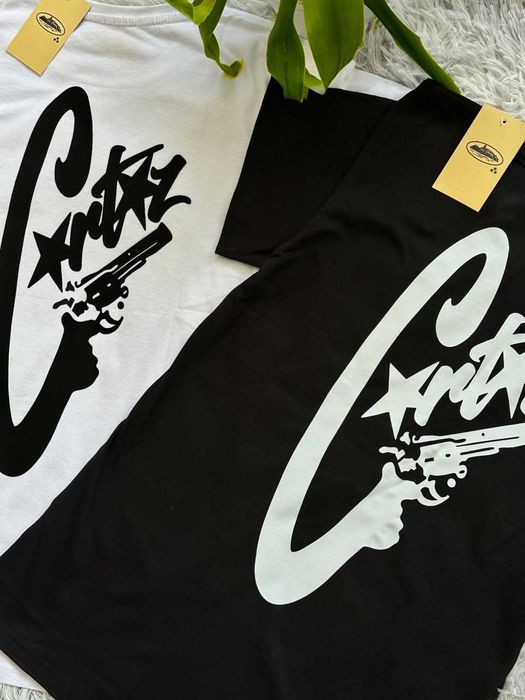 Черная / Белая | Новая Футболка Corteiz x Supreme | XS-XXL