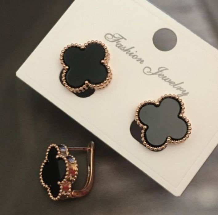 Серьги клевер медзолото