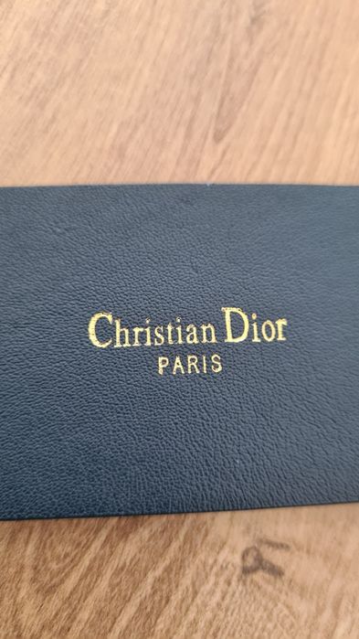 Pasek Christian Dior. Paris. Granatowy. Złota klamra