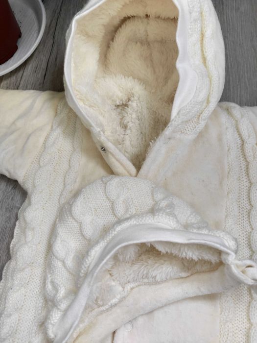 Комбінезон зимовий махровий комбинезон зимний махровый белый + шапка