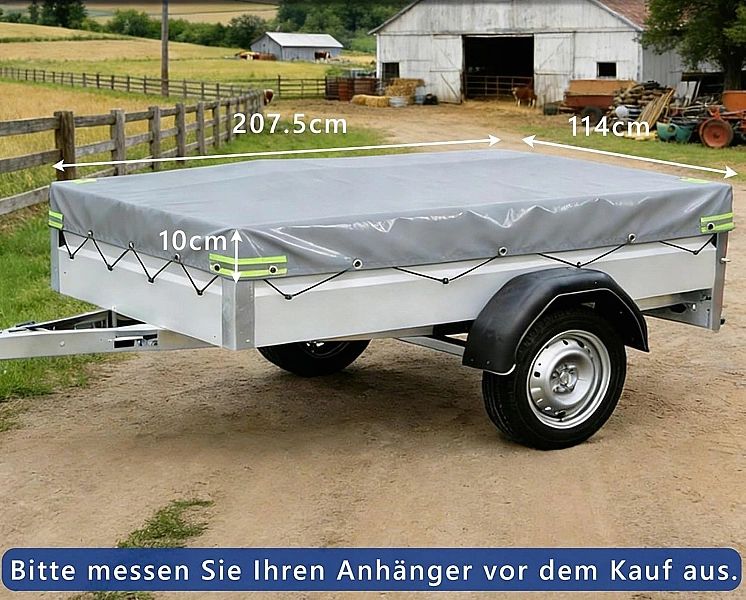 Plandeka na Przyczepkę Wodoodporna Plandeki PVC Mocna 207,5x114cm Odbl
