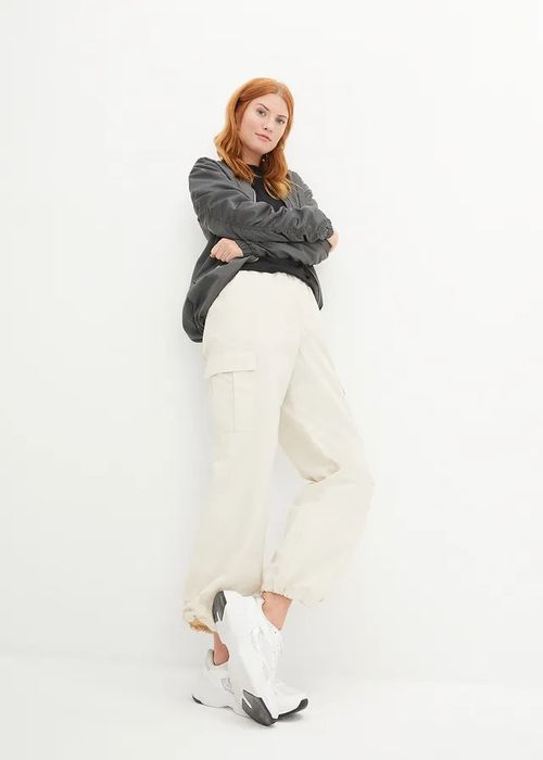 B.P.C spodnie bojówki damskie beżowe luźniejsze ^50