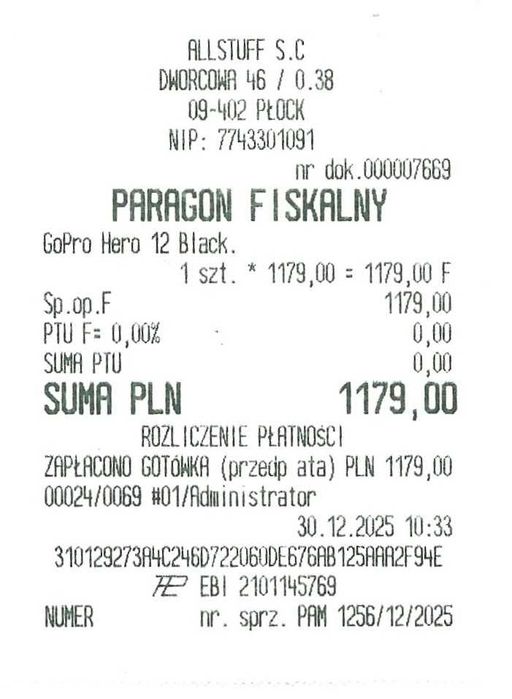 GoPro 12 + Gwarancja producenta do 30.12.2027