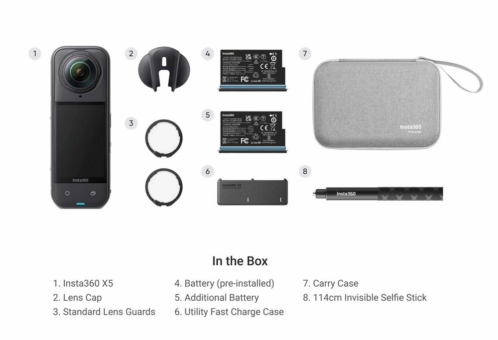 Insta360 X5 8K 360 Essentials Bundle + EXTRAS originais