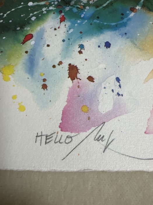 Stara litografia Edmond Dembinski "Hello" sygnowana limitowana