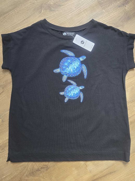 T-shirt Magnes czarny niebieskie żółwie rozm. 3 (L/XL) nowy