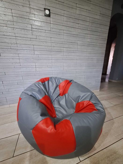 Pufa piłka duża czerwono-szara