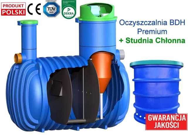 Biologiczna oczyszczalnia ścieków BDH 6 4-6 osób, studnia chłonna DN 600