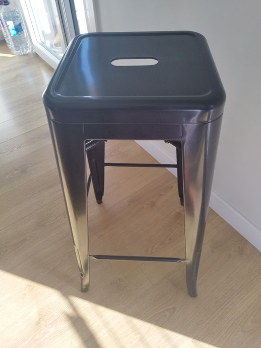 2 banco alto preto metal