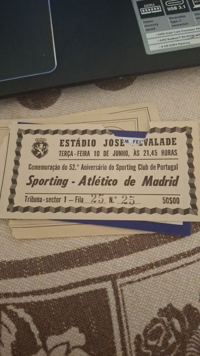 Bilhete futebol muito antigo 1958 Sporting atletico madrid