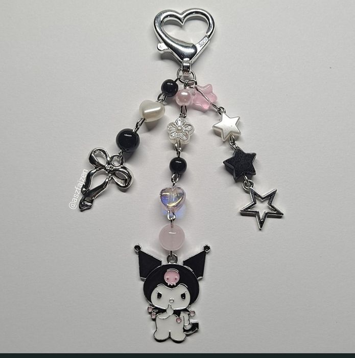 Brelok Sanrio Kuromi Serce Vintage y2k Cute Kawaii Aesthet