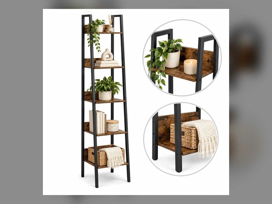 Nowy Regał Na Książki Loft Industrialny 5 Półek 170 Cm Regał Drabinkowy Półka Organizer Szafeczka