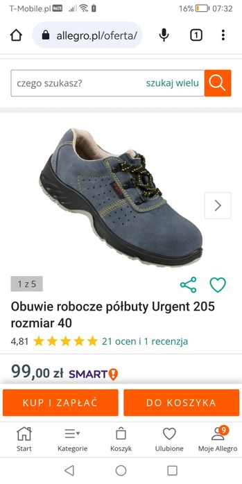 Buty robocze URGENT 205 rozmiar 40 niebieskie.
