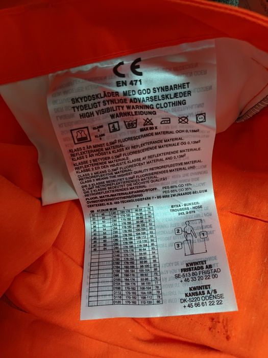 50 Fristads Hi-Vis spodnie robocze odblaskowe tory BHP