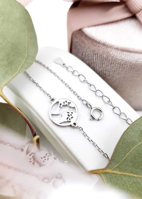 Srebrna bransoletka z kulą ziemską pr. 925