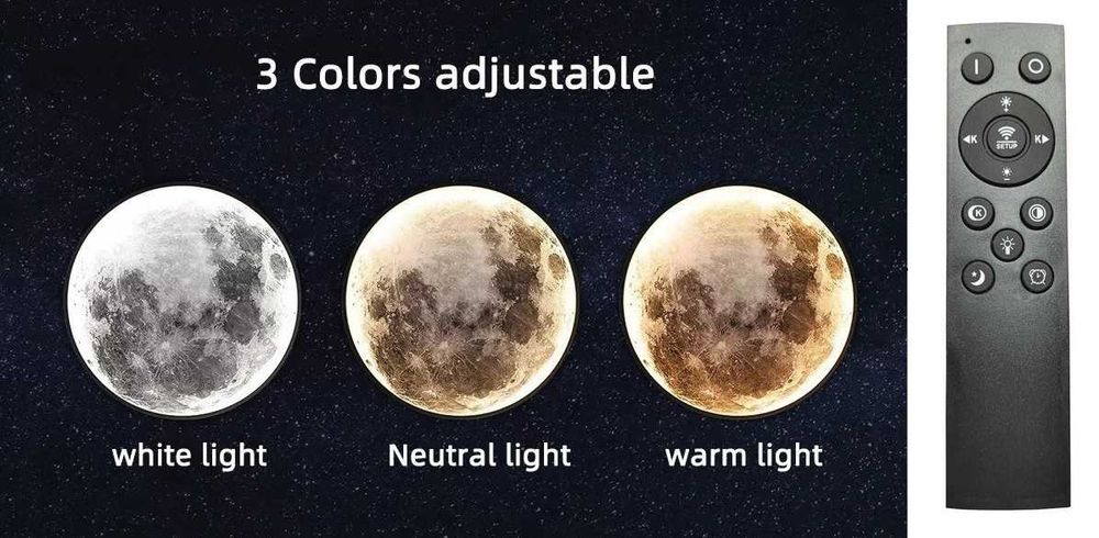 Plafon okrągły dekoracyjny Lampa Led na ścianę Księżyc 40 cm 3D Moon