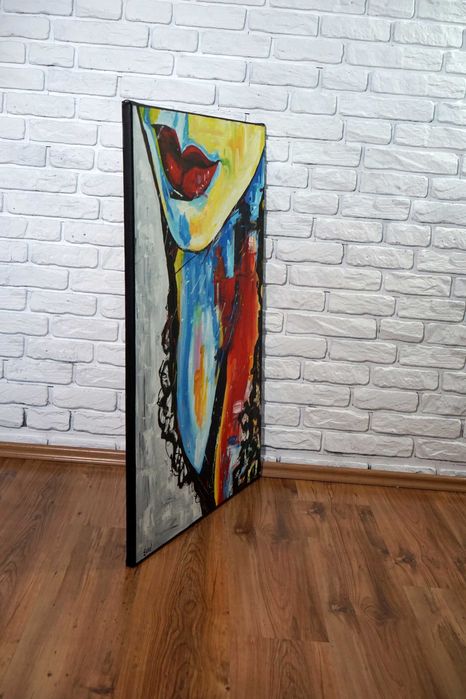 Obraz ręcznie malowany abstrakcja pop art akt akrylowy duży kolorowy