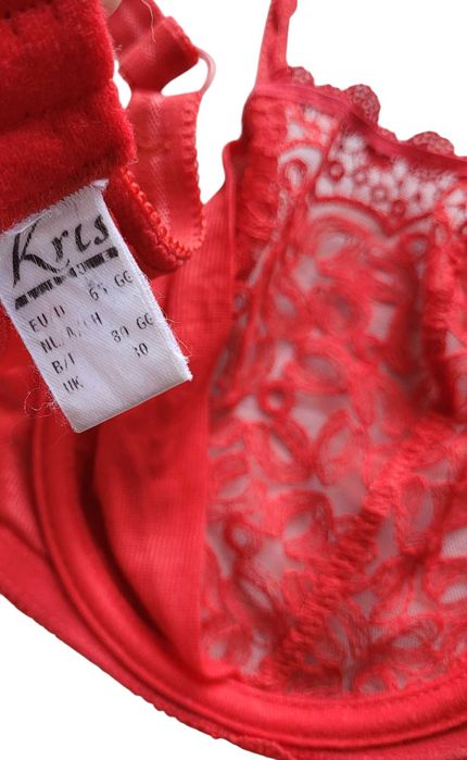 Czerwony koronkowy stanik 65GG bielizna damska Kris plus size