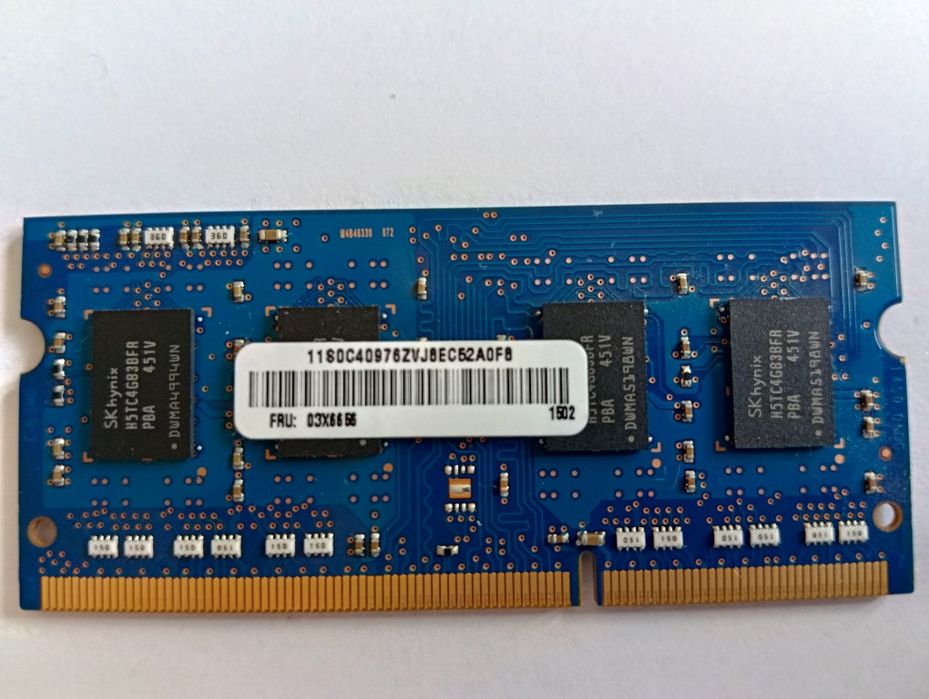 Kość pamięć RAM 4GB do laptopów, PC3L - 12800S, 1Rx8, stan b. dobry