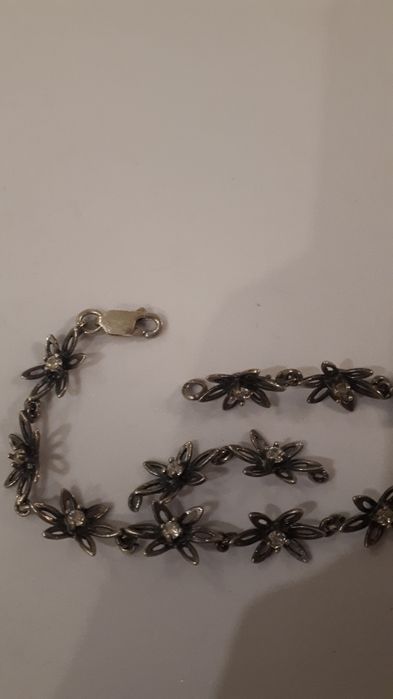 bransoletka srebrna kwiatuszki