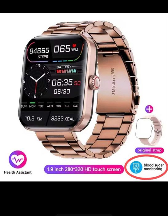 Глюкометр ELEGANT. Смарт годинник. Рівень цукру в крові. Ар.тиск. IP67