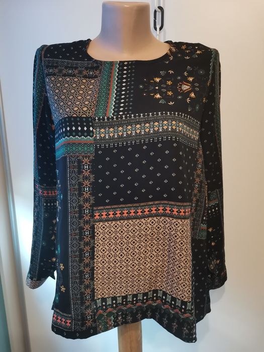 Bluzka damska z długim rękawem Cocomore rozm 36, etno wzór