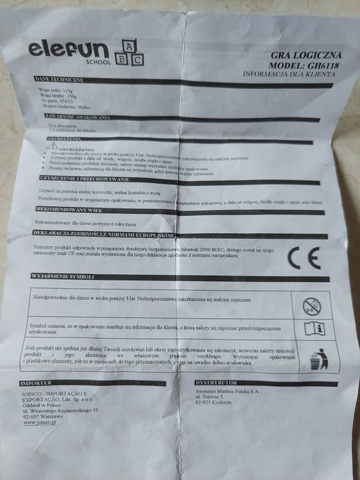 Gra logiczna Elefun model GH6118