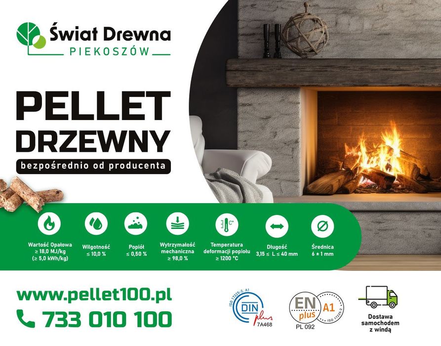Pellet Premium bezpośrednio od producenta Piekoszów EN/DIN Certyfikaty