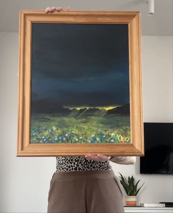 Obraz 40cm x 50cm pejzaż drewniana rama lipa drewno lipowe