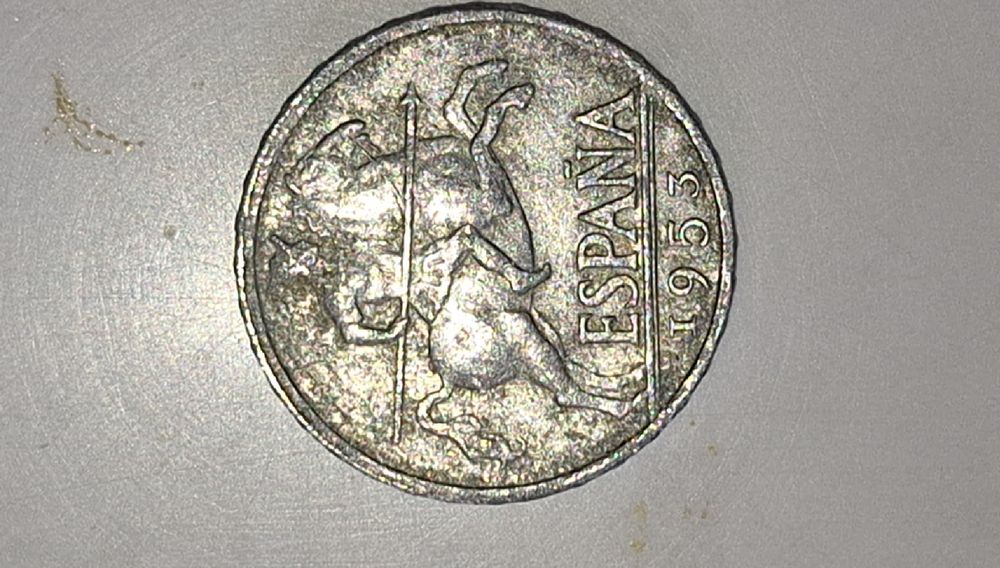 Moeda de dez cêntimos espanhola de 1953