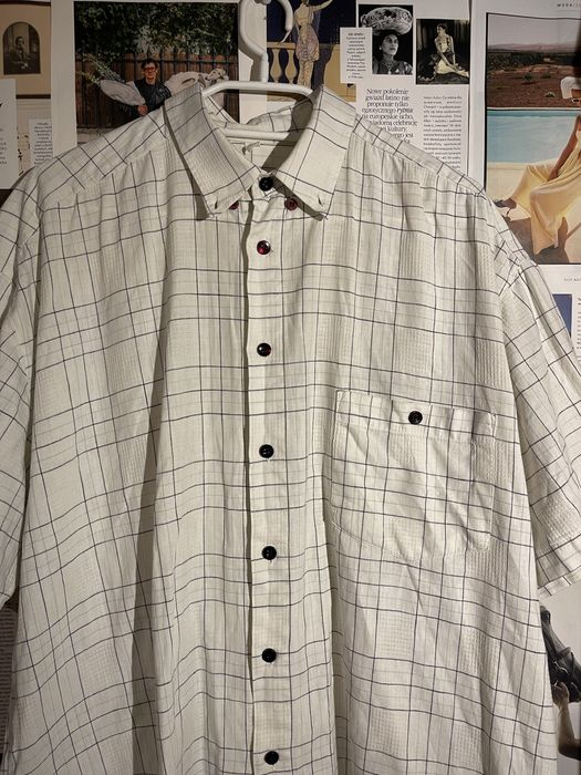Biała koszula w kratę wólczanka exclusive vintage