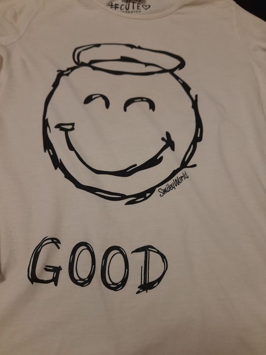 Biała bluzka z długim rękawem Reserved 164 anioł diabeł