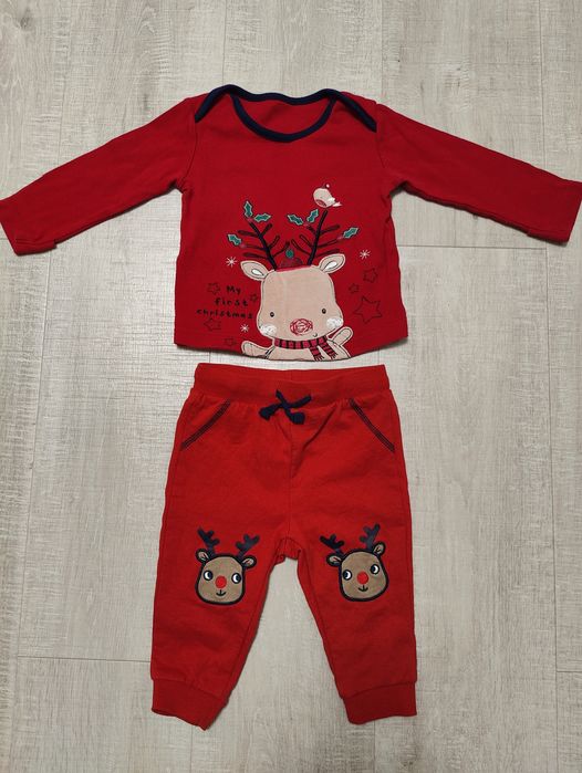 Новорічний костюм штани і лонгслів 6-9міс 68-74см