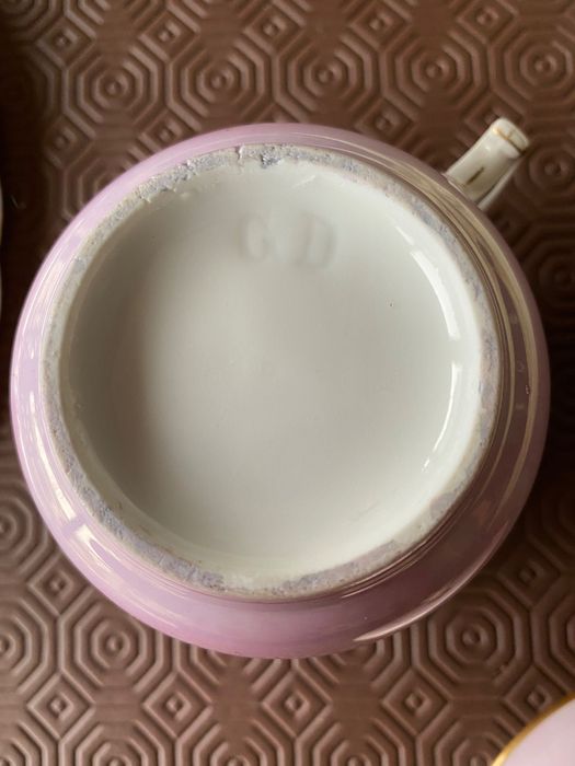 Chávena almoçadeira com prato pintada à mão