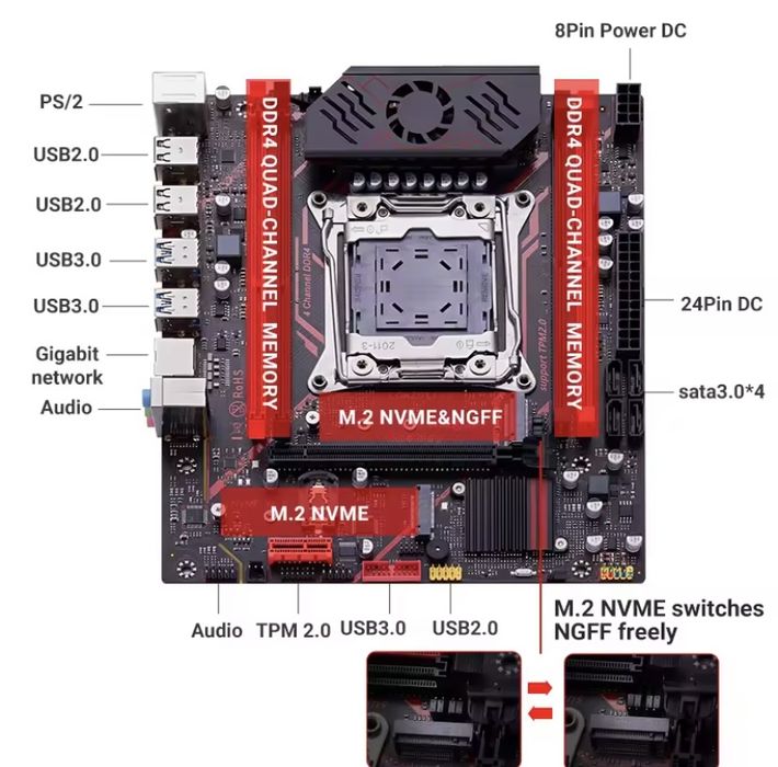 Ігровий комплект X99 Xeon E5 2680v4 Qiyda H9S 16Gb [32gb] ПК Збірка