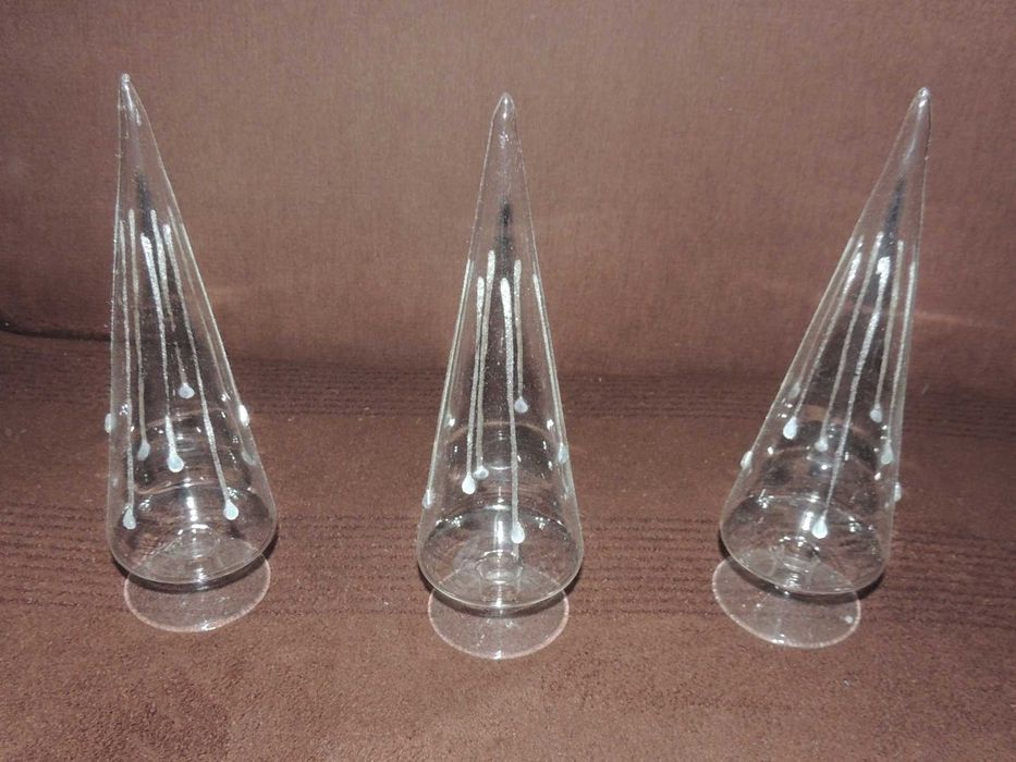 Ozdoby świąteczne bożonarodzeniowe szklane choinki 3szt.